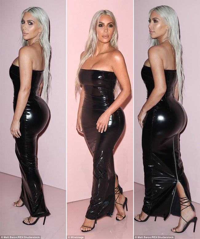 Chiếc váy ôm sát màu đen phô diễn ba vòng của Kim Kardashian khiến cô nổi bật trong số các sao tới dự show thời trang Xuân/Hè 2018 của Tom Ford tại Tuần lễ Thời trang New York. Ảnh: Rex, Wireimage