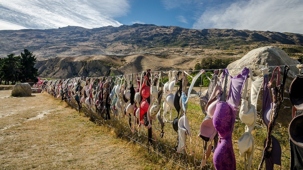 Tại New Zealand,  hàng rào nổi tiếng nhất có lẽ là hàng rào trang trí áo ngực phụ nữ ở Central Otago. Hàng rào này bắt đầu được trang trí kỳ quặc như vậy lần đầu tiên vào năm 1999, khi 4 chiếc áo ngực phụ nữ xuất hiện đột ngột trên hàng rào vô cùng bắt mắt và nổi bật.