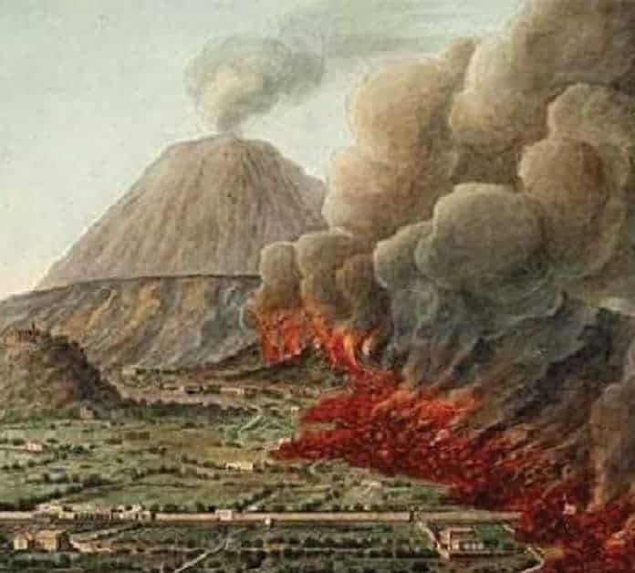 Vào năm 79 sau Công nguyên, toàn bộ thị trấn Pompeii bị chôn vùi trong tro bụi núi lửa. Nguyên do dẫn tới thảm kịch  thị trấn bị "xóa sổ" là vì núi lửa Vesuvius phun trào dữ dội và dung nham "quét sạch" mọi thứ trên đường đi.