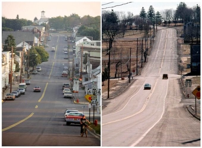  Thị trấn Mỹ có tên Centralia nằm ở Pennsylvania là một địa điểm nổi tiếng thế giới khi xảy ra hiện tượng đặc biệt. Đó là việc những đám cháy ở đây mãi không tắt kể từ năm 1962.