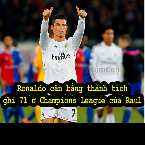 Với bàn thắng vào lưới Basel đêm qua, Cris Ronaldo đã san bằng kỷ lục ghi bàn với huyền thoại Raul Gonzales nhưng rất tiếc Messi là người vượt qua kỷ lục đó trước Ronaldo.