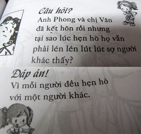 Những cuốn sách này hướng đến đối tượng là thiếu nhi, những mầm non đang dần hình thành nhận thức và hiểu biết về thế giới xung quanh. Vậy mà không những nội dung không được chăm chút kỹ lưỡng mà có rất nhiều điều nhảm nhí, lệch lạc, một số câu hỏi và câu trả lời còn đi ngược lại văn hóa, phản khoa học. Ảnh: Tuổi Trẻ.