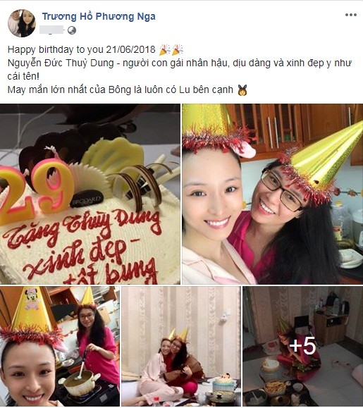 Giữa ồn ào bị khởi kiện lại sau 1 năm tại ngoại, mới đây, trên trang Facebook cá nhân,  Trương Hồ Phương Nga bất ngờ chia sẻ ảnh mừng sinh nhật Nguyễn Đức Thùy Dung - người “đồng cam cộng khổ” cùng cô trong suốt thời gian qua.