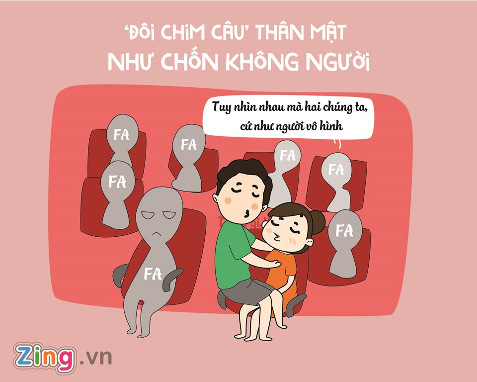 Không ai muốn bị làm phiền hay chứng kiến cảnh tượng hai người yêu nhau có hành động thân mật đến mức lố bịch, "chướng tai gai mắt" khi đi  xem phim rạp. Rạp chiếu phim là nơi công cộng, bởi vậy cư xử lịch sự là tôn trọng bản thân và người khác.