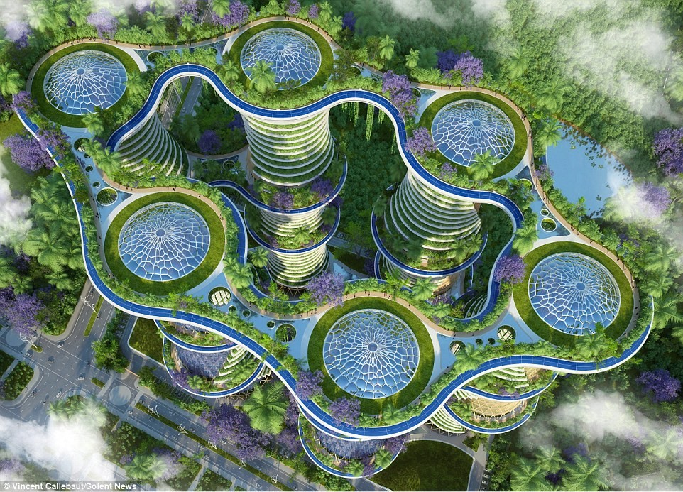  Tòa nhà sinh thái thân thiện môi trường được thiết kế bởi Vincent Callebaut cao 36 tầng và gồm có 1.000 căn hộ, cùng với khu văn phòng và không gian làm việc, phòng tập thể dục, nhà hàng và hồ bơi.