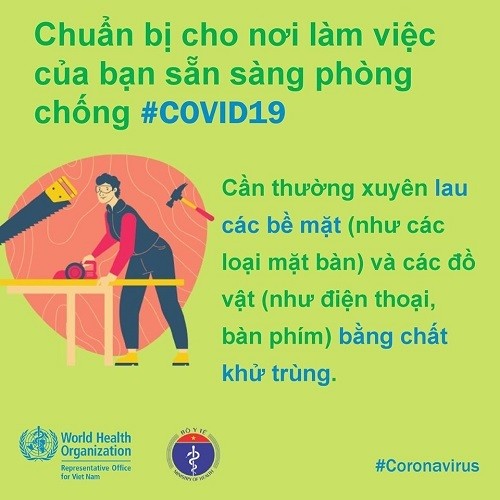 Giữ gìn nơi làm việc sạch sẽ và vệ sinh để  phòng chống bệnh Covid-19.