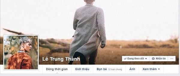 Facebook cá nhân của nam ca sĩ sinh năm 1997 để tên là Lê Trung Thành.