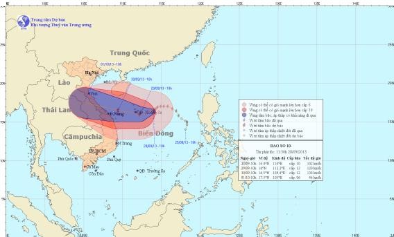 Bão số 10 sẽ tấn công Quảng Trị, Quảng Ngãi 