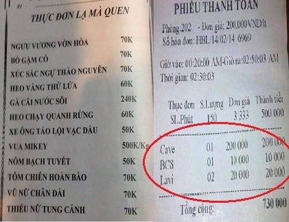 Thực đơn quán nhậu toàn món “vũ nữ”, “chân dài”