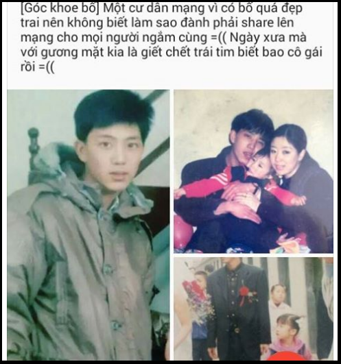 'Vì có bố quá đẹp trai nên không biết phải làm sao đành share lên cho mọi người ngắm cùng. Ngày xưa mà với gương mặt kia là 'giết chết' trái tim biết bao cô gái rồi' - chính là một status 'khoe bố' được cư dân mạng đặc biệt chú ý trên mạng xã hội gần đây. Ngay lập tức, bức ảnh đi kèm dòng trạng thái này cũng 'nổi như cồn' trên mạng xã hội. Đó là một bức ảnh tuy đơn sơ, giản dị nhưng tái hiện kỉ niệm về ông bố của mỗi chúng ta, và khoảnh khắc gia đình ấm áp nhiều năm về trước.