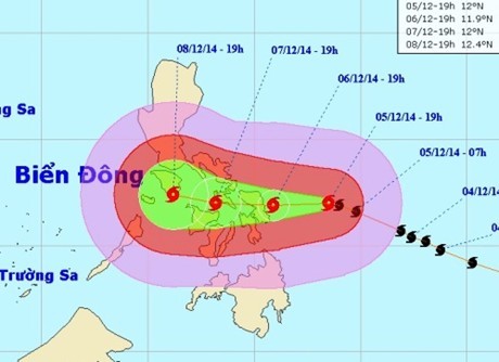 Bão Hagupit đang suy yếu, có thể đổ vào Nam Trung Bộ