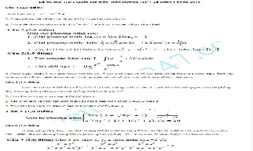 Đề thi thử THPT quốc gia môn Toán 2015 chuyên Lê Hồng Phong 