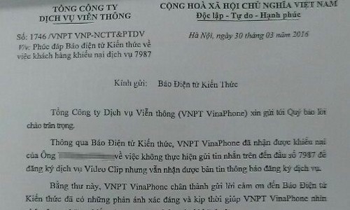 Vinaphone thừa nhận tự động đăng ký dịch vụ trừ tiền khách hàng