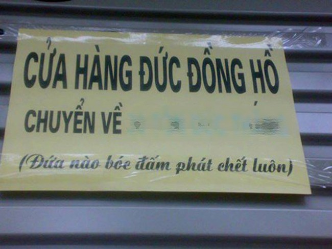 Một tấm  biển quảng cáo thất bại trong việc "dọa" người khác bóc mất nội dung thông báo.