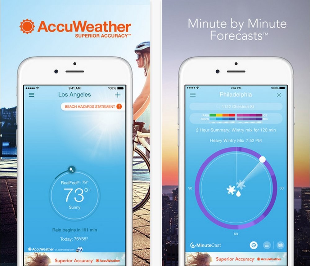 AccuWeather là ứng dụng dự báo thời tiết khá chính xác được đại đa số người dùng sử dụng ở mọi nền tảng smartphone. Với khả năng dự báo thời tiết tương đối chính xác, AccuWeather thực sự là  ứng dụng điện thoại hữu ích cho mọi du khách.