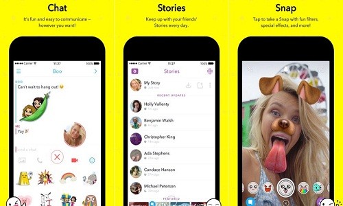 Snapchat là ứng dụng miễn phí nhắn tin hình ảnh có giao diện đơn giản, giúp người dùng dễ dàng chụp nhanh một bức ảnh hay quay một đoạn video ngắn gắn thêm chú thích và hình vẽ.