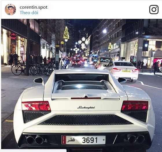 Niềm vui trong mùa  Giáng sinh của cậu ấm có tài khoản Instagram @Corentin.Spot đó là phóng chiếc Lamborghini Gallardo ra đường.