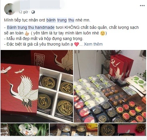 Vài năm gần đây, bên cạnh các loại bánh trung thu có thương hiệu thì bánh trung thu handmade được người tiêu dùng khá chuộng. Trào lưu kinh doanh loại bánh handmade này nở rộ từ nhiều năm trước nhưng nó chưa bao giờ hết hot. Ảnh: FB Nguyễn Thảo Phương.