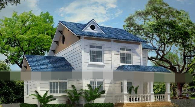 Với diện tích khoảng 90m2/sàn,  biệt thự vườn 2 tầng được thiết kế 4 phòng ngủ, khách - bếp - ăn liên thông, phòng thờ, sân chơi ngoài trời. Ảnh: Aspace.