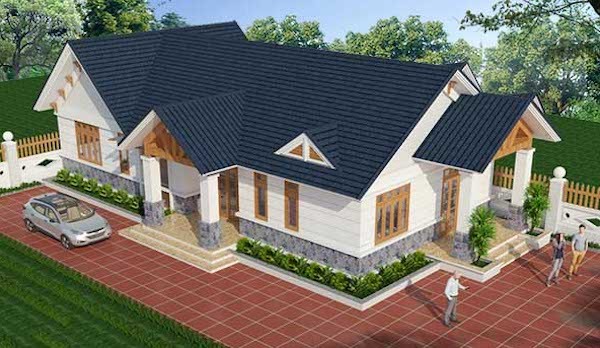  Mẫu nhà cấp 4 mái thái đẹp ở nông thôn 180m2 còn có một tiền sảnh phụ mục đích lấy sáng và gió mát tự nhiên. Ảnh: Wedo.