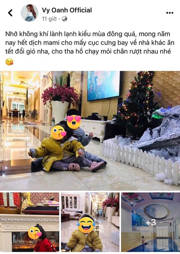 Mới đây, trên trang cá nhân,  Vy Oanh tung loạt ảnh khoe cận cảnh căn biệt thự hoành tráng của gia đình. Nữ ca sĩ tiết lộ vì tình dịch bệnh nên gia đình cô chưa thể dọn về đây sống.