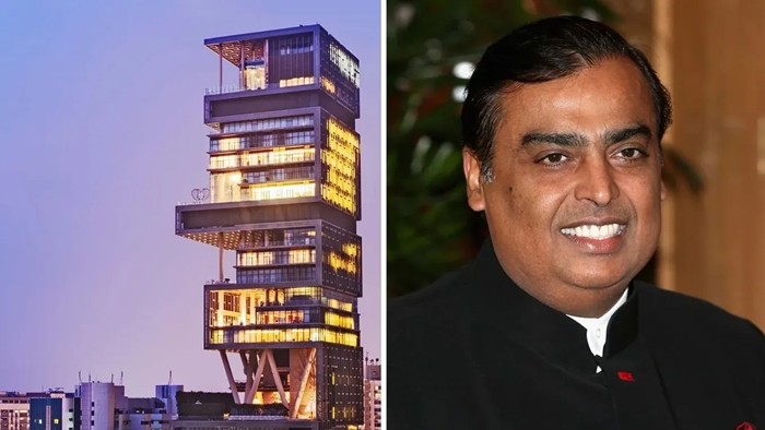 Ông Mukesh Ambani - chủ tập đoàn dầu khí, hóa dầu Reliance Industries Limited được biết đến là tỷ phú giàu nhất châu Á với khối tài sản lên tới 114,1 tỷ USD. Mukesh Ambani sở hữu nhiều tài sản "khủng", trong đó phải kể đến  dinh thự 27 tầng mang tên Antilia.