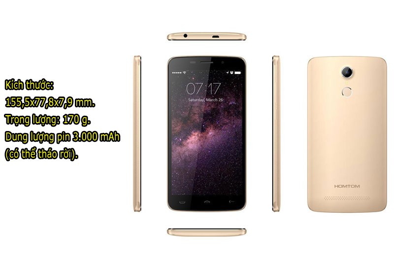  Điện thoại Homtom HT17 sở hữu lớp vỏ bằng nhựa có thể tháo rời để thay SIM, thẻ nhớ và pin.