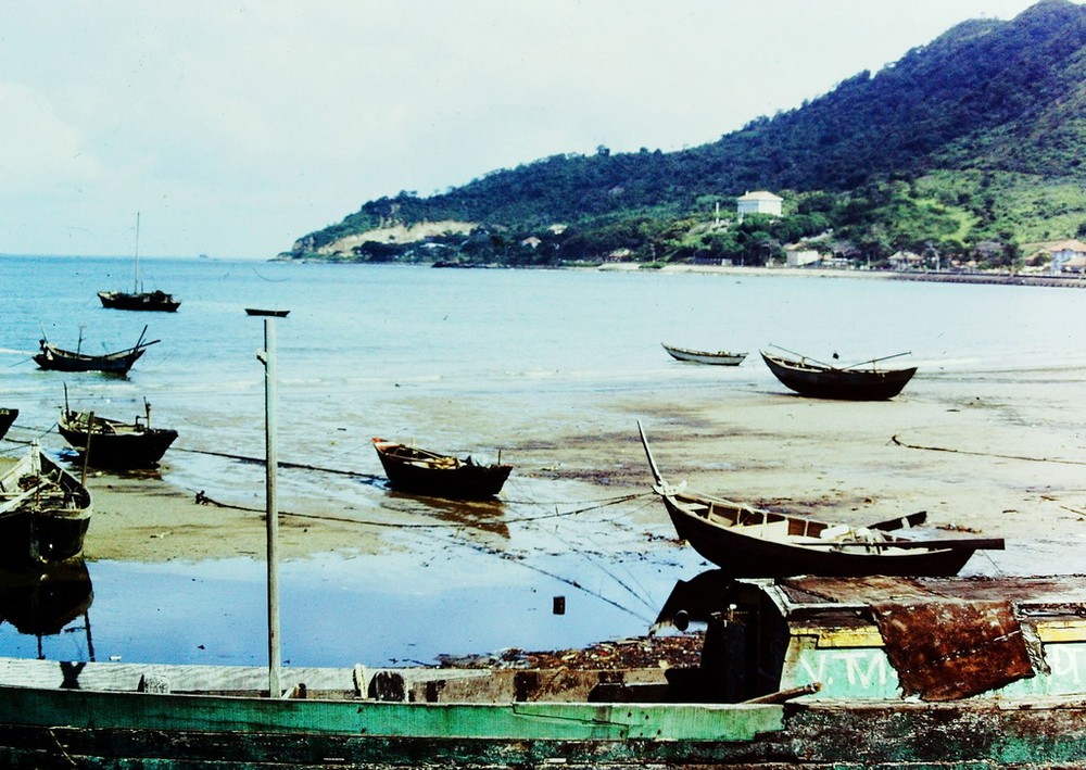 Bến cá ở Bãi Trước, phía xa là Bạch Dinh,  Vũng Tàu năm 1967.