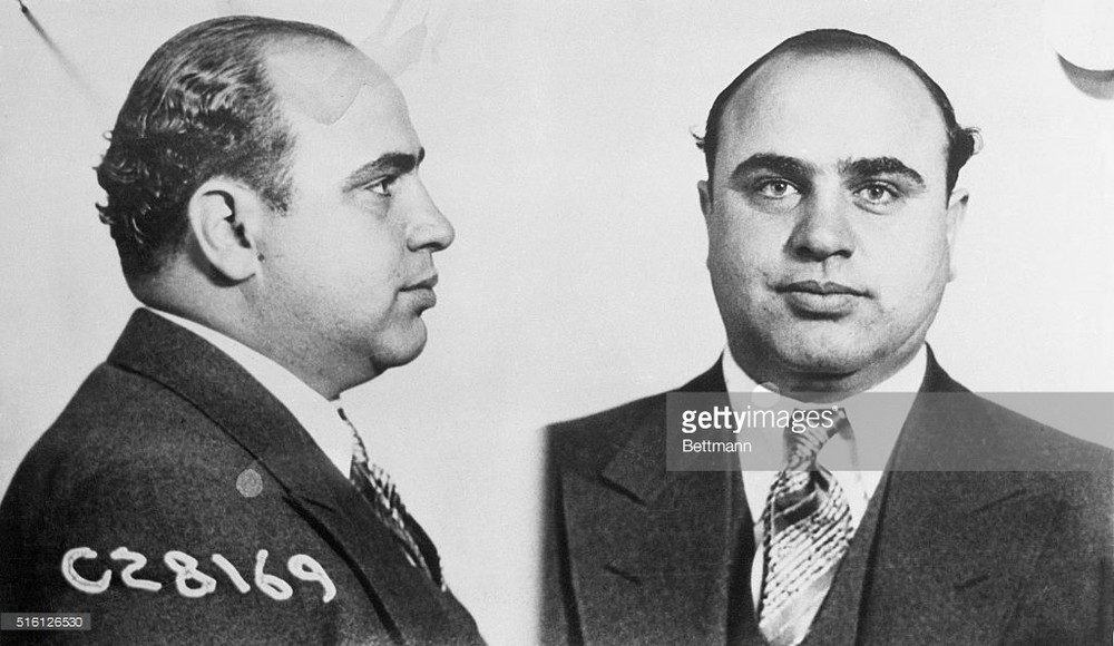 Ảnh nhận dạng  trùm mafia Al Capone do Cục giám định của cảnh sát Chicago thực hiện ngay sau khi Al Capone bị bắt vào năm 1931. Ảnh: Getty.