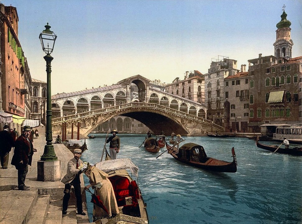 Kênh Grand và cầu Rialto,  thành phố Venice những năm 1890.