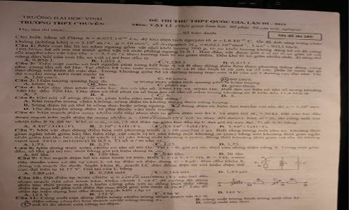 Đề thi thử THPT quốc gia môn Lý chuyên ĐH Vinh và đáp án
