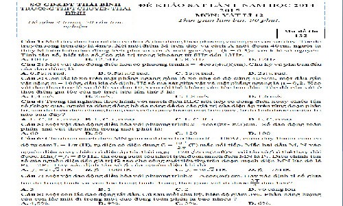  Đề thi thử THPT quốc gia 2015 môn Lý chuyên Thái Bình 
