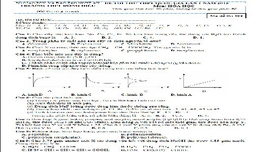 Đề thi thử THPT quốc gia 2015 môn Hóa học THPT Đông Hiếu