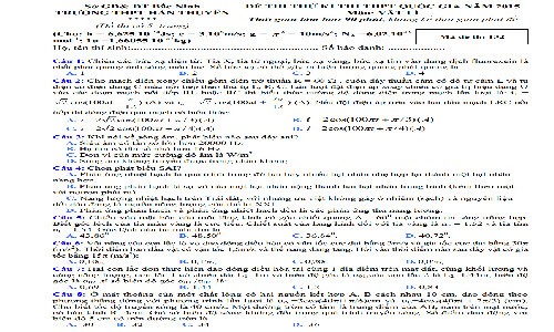 Đề thi thử THPT quốc gia 2015 môn Vật Lý THPT Hàn Thuyên