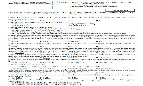 Đề thi thử THPT quốc gia 2015 môn Hóa học THPT Đoàn Thượng