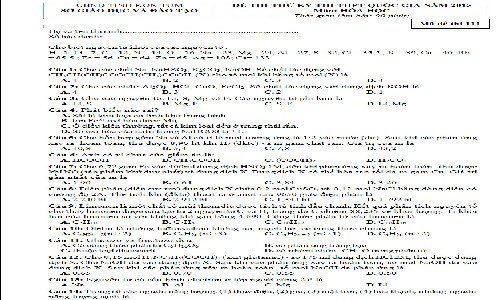 Đề thi thử THPT quốc gia 2015 môn Hóa học tỉnh Kon Tum và đáp án
