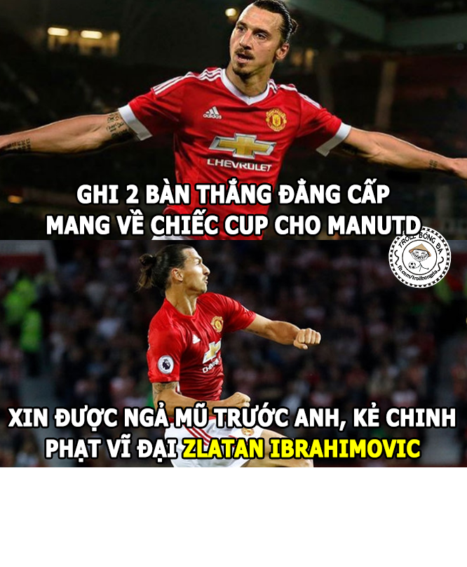  Ảnh chế bóng đá xoay quanh chiếc cúp vô địch giải League Cup của MU cuối tuần qua và người được nhắc đến nhiều nhất đó chính là tiền đạo Zlatan Ibrahimovic khi anh có cú đúp giúp "Quỷ đỏ" thành Manchester hạ Southampton với tỷ số 3-2.