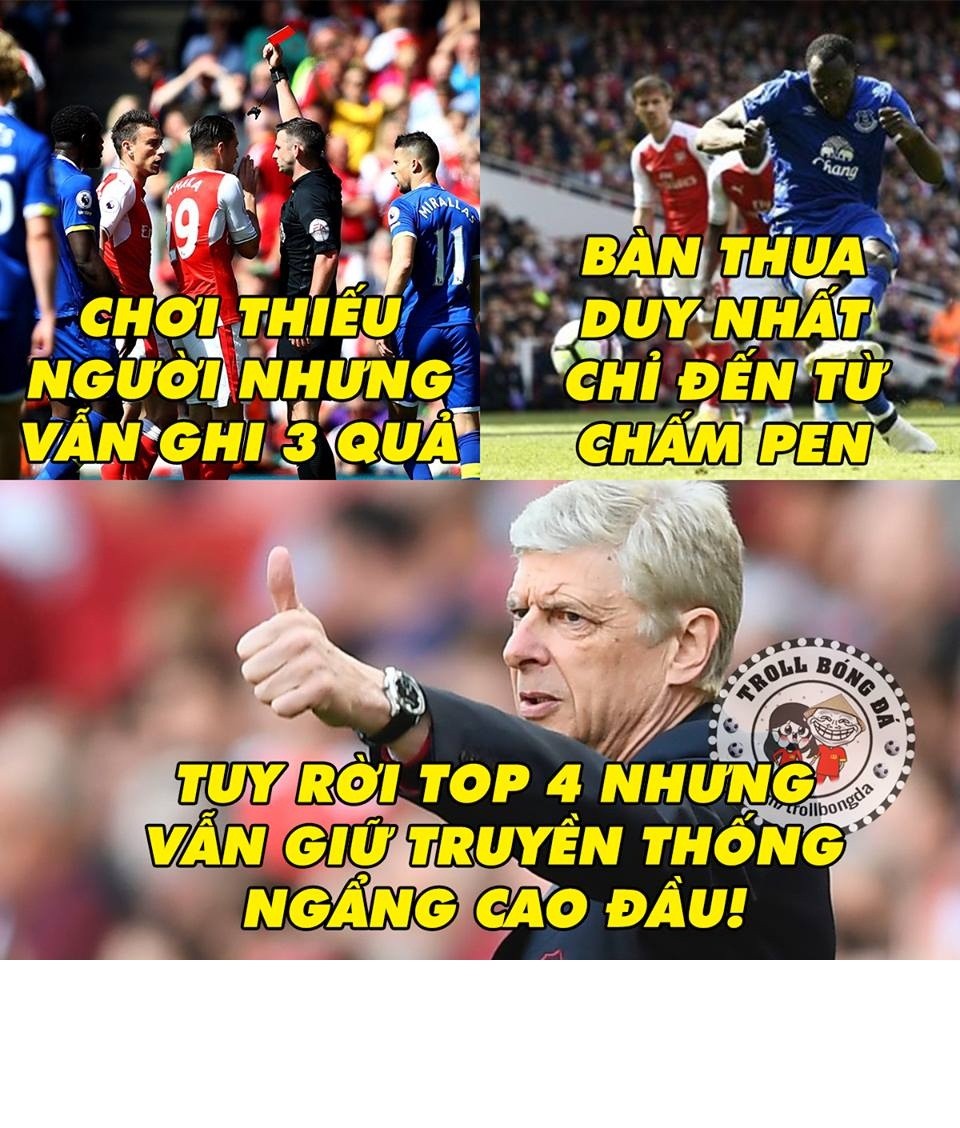  Ảnh chế bóng đá tuần qua xoay quanh trận đấu quyết định tới top 4 của Arsenal tại giải Ngoại hạng Anh. Dù có rời vị trí thứ tư quen thuộc nhưng các "pháo thủ" vẫn trong tư thế ngẩng cao đầu.