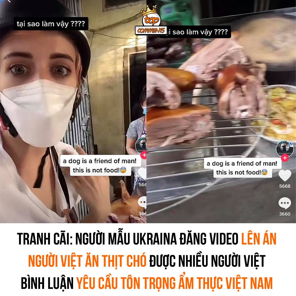 Mới đây trên Tiktok, một người mẫu Ukraina đang làm việc ở Việt Nam đã làm nhiều video lên án người Việt ăn  thịt chó.