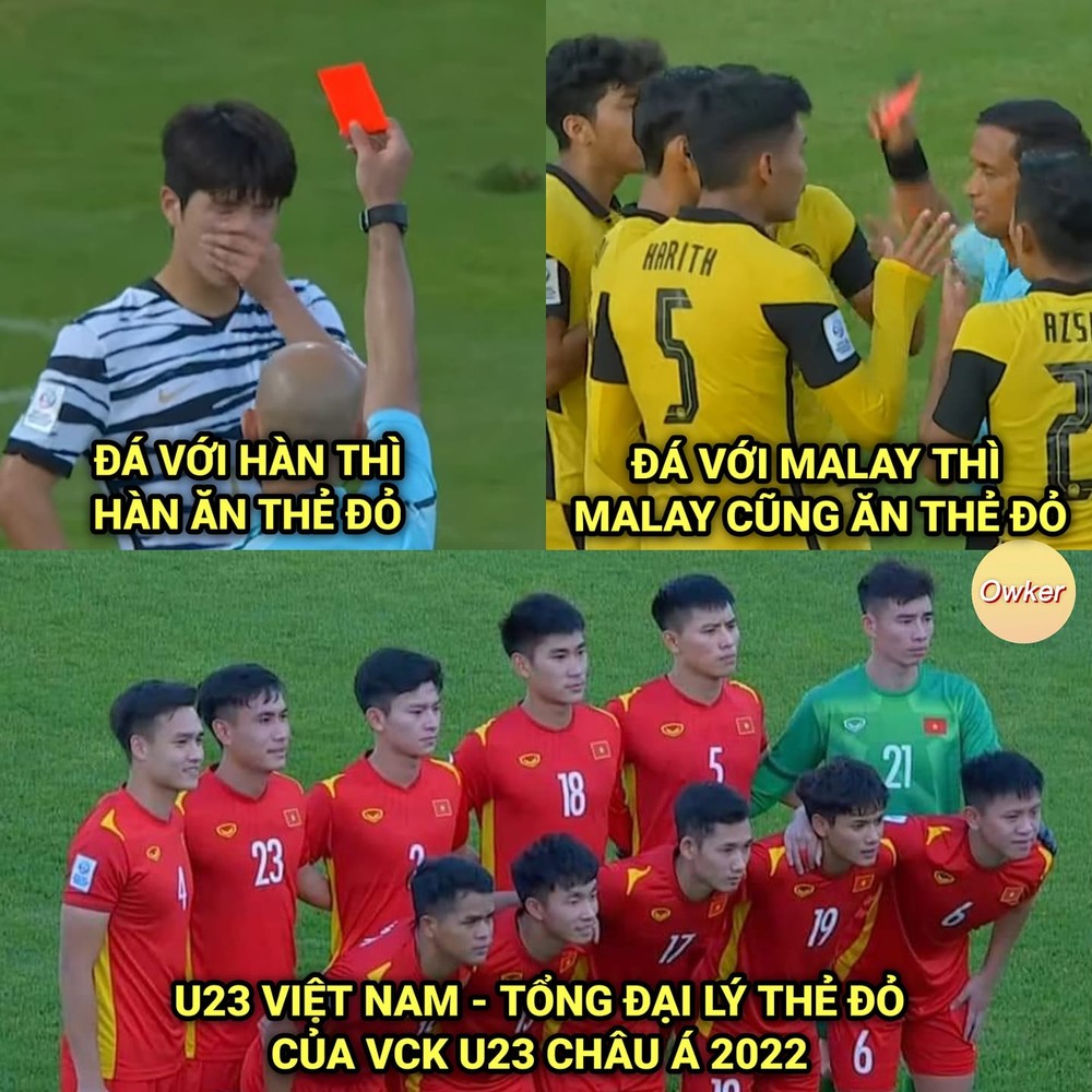 Ảnh chế bóng đá: U23 Việt Nam... "tổng kho" thẻ đỏ cho đối thủ