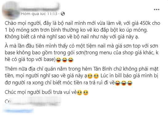 Làm đẹp là một hành trình gian nan và cũng chứa đựng nhiều câu chuyện ''dở khóc dở cười'' của hội chị em. Mới đây, dân mạng lại được dịp hóng ''drama'' với câu chuyện làm nail trớ trêu của một vị khách nọ.