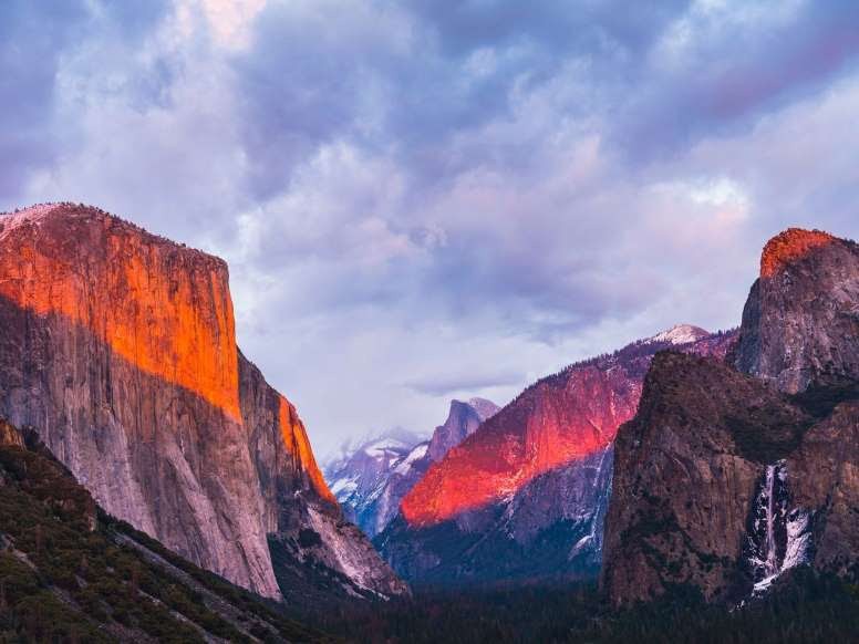 1.  Thung lũng Yosemite, bang California: Thung lũng nằm ở vùng trung tâm của California này nổi tiếng với Công viên Quốc gia cùng tên Yosemite. Tại công viên thiên nhiên này, du khách có thể đến điểm ngắm phong cảnh Tunnel View để có vị trí chiêm ngưỡng quang cảnh thung lũng Yosemite đẹp mắt nhất. Từ vị trí Tunnel View còn rất thuận lợi để quan sát các địa danh nổi tiếng khác như đỉnh núi El Capitan và thác nước Bridalveil, cũng như là vòm đá hoa cương Half Dome. 