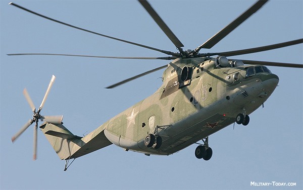 Mi-26 là chiếc  trực thăng vận tải lớn nhất thế giới. Máy bay có sức tải tương đương một chiếc phi cơ vận tải C-130. Máy bay có thể chở từ 80-150 lính.