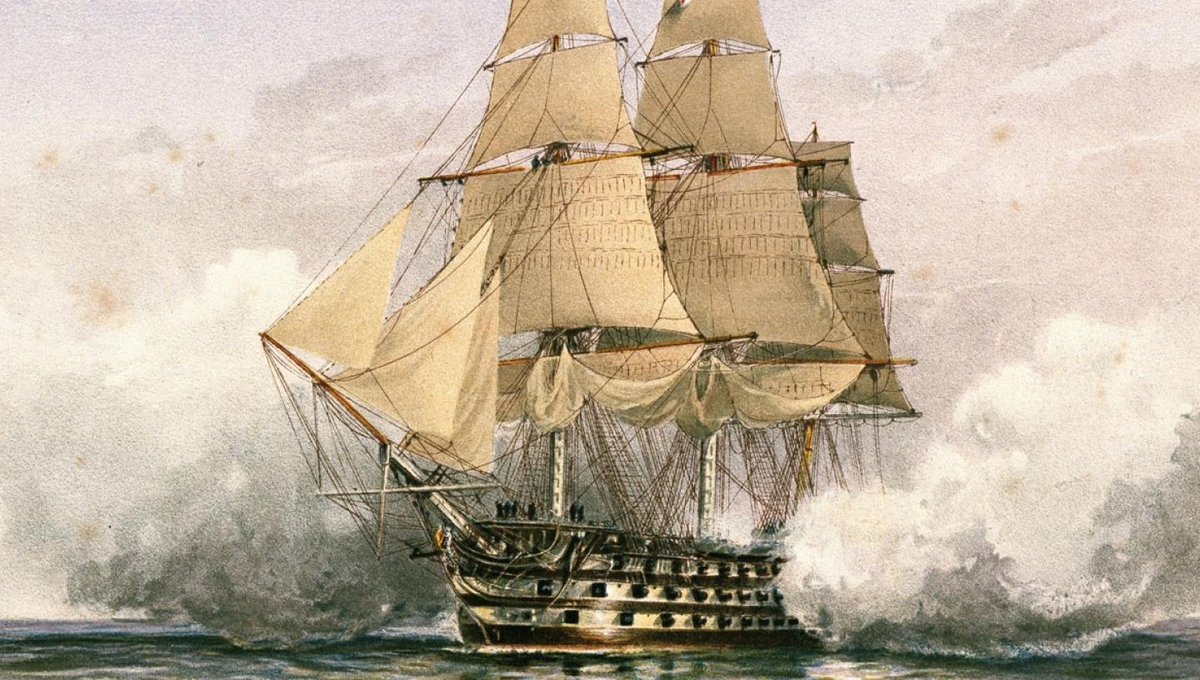 1. HMS Victory: Được hạ thủy năm 1765, HMS Victory của Hải quân Anh trở nên nổi tiếng với số lượng pháo lớn và vai trò quan trọng trong chiến tranh  Napoleon.