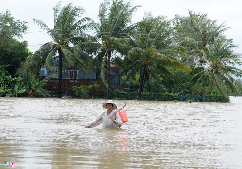 Đến chiều 4/11,  mưa lũ còn ngập sâu, cô lập nhiều khu dân cư ở huyện Tuy An (Phú Yên).