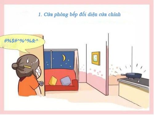  Phong thủy phòng bếp được coi là một trong những lĩnh vực quan trọng không thể bỏ qua bởi nó phản ánh sức khỏe của người phụ nữ trong gia đình và tiền tài của gia chủ. Dưới đây là 10 điều cấm kị trong phong thủy phòng bếp mà mọi người cần lưu ý khi sửa chữa, xây dựng hay cải tạo nhà ở. Nếu phòng bếp nhà bạn được bố trí có cửa đối diện với cửa chính thì rất có thể điều này sẽ ảnh hưởng đến sức khỏe của người phụ nữ trong gia đình, đồng thời làm cho tài vận của gia chủ suy giảm. Nếu có thể, bạn nên thay đổi vị trí cửa bếp để tránh đối diện với cửa chính.