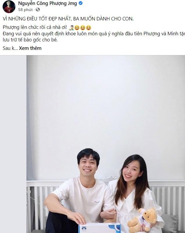 Mới đây, trên Fanpage có hơn 3,7 triệu người theo dõi  Công Phượng xác nhận Viên Minh đã sinh em bé.