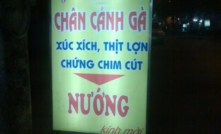 Hình ảnh những tấm  biển quảng cáo bá đạo bị viết sai chính tả luôn được cư dân mạng bàn tán rôm rả.