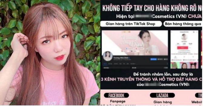 Mới đây,  TikToker 2,6 triệu followers Trương Nhã Dinh bị chính 2 thương hiệu làm đẹp đình đám tố giác bán hàng "fake".