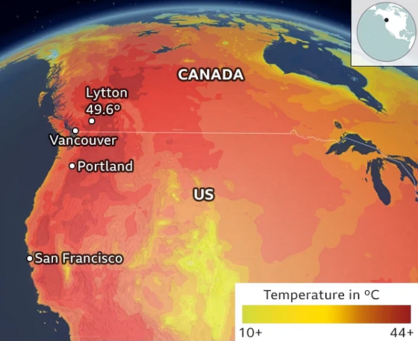 Những ngày vừa qua, khu vực  Tây Bắc Mỹ đang phải hứng chịu đợt nắng nóng chưa từng có trong lịch sử. Các kỷ lục về nhiệt độ ở Mỹ và Canada liên tục bị phá vỡ.
